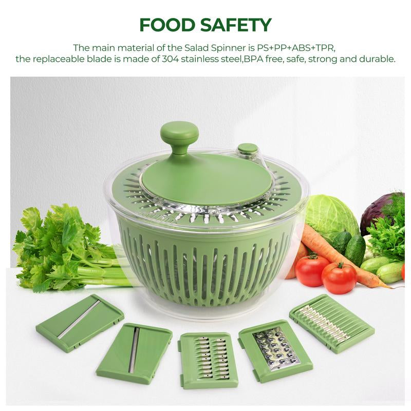 Susteas Salad Spinner + Chopper Combo – Includes Colander & Pasta Strainer – 5-In-1 Kitchen Must-Have (Springtok Green)