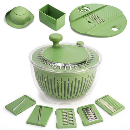 Susteas Salad Spinner + Chopper Combo – Includes Colander & Pasta Strainer – 5-In-1 Kitchen Must-Have (Springtok Green)