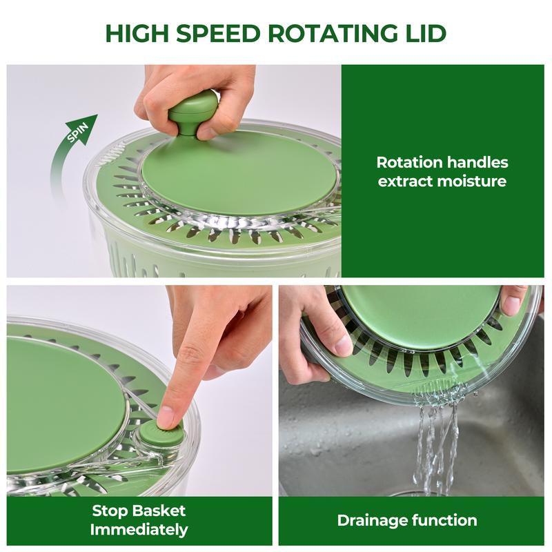 Susteas Salad Spinner + Chopper Combo – Includes Colander & Pasta Strainer – 5-In-1 Kitchen Must-Have (Springtok Green)