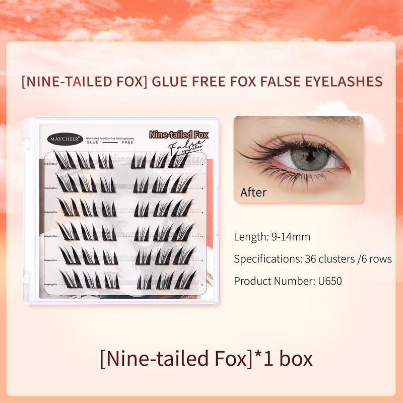 Maytobe False Eyelashes，Glue Free Self-Adhesive Eyelash Clusters，1 Box 36 Pcs ，Reusable Clusters Beginner Friendly with Tweezers ，Extension Soft Comfortable，Easy Apply Natural Look for Makeup Daily Life