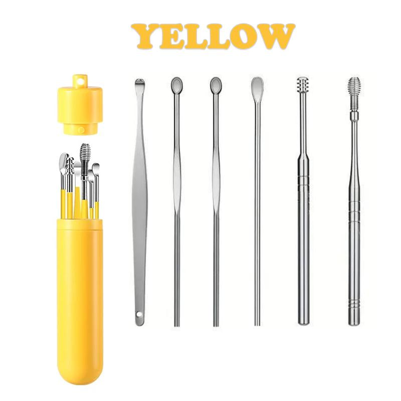 6 Counts Set Stainless Steel Spiral Ear Massage Cleaning Tool,Stainless Steel Earwax Removal Tool Kit,Mini Portable Ear Scope With.Sensiohome
