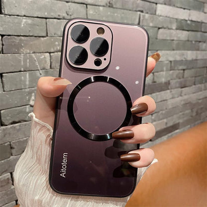 Case for Iphone 16 15 14 13 12 11 Pro Max Case, Support for Magsafe, Magnetic Wireless Charger Case, Gradient Glass Back Cover with Full Camera Lens Protector Cover