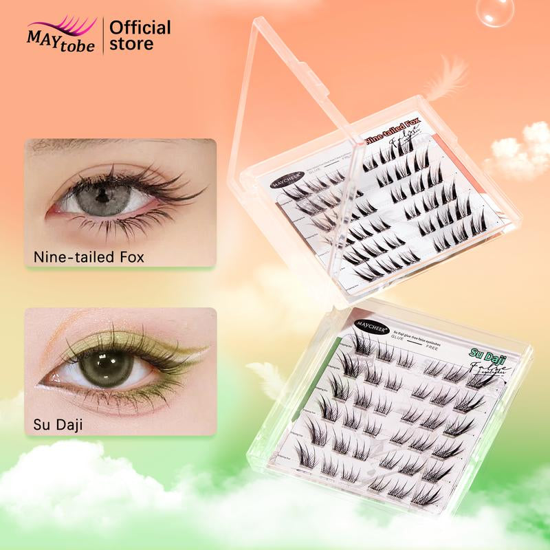 Maytobe False Eyelashes，Glue Free Self-Adhesive Eyelash Clusters，1 Box 36 Pcs ，Reusable Clusters Beginner Friendly with Tweezers ，Extension Soft Comfortable，Easy Apply Natural Look for Makeup Daily Life