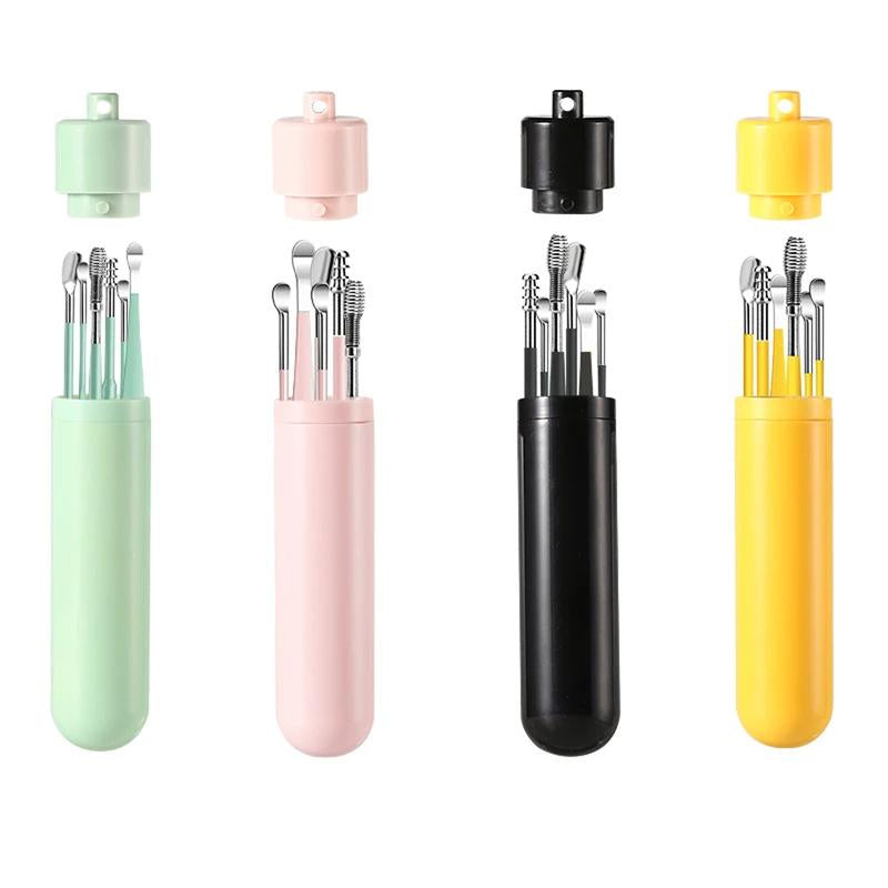 6 Counts Set Stainless Steel Spiral Ear Massage Cleaning Tool,Stainless Steel Earwax Removal Tool Kit,Mini Portable Ear Scope With.Sensiohome