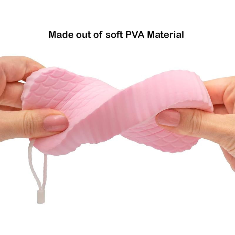 [2Count]3D Bath Sponge,Fish Scale Bath Sponge,Mud and Ash Scrubbing Sponge,Exfoliating Bath Sponge,Skin Friendly and Reusable,Alternative to Exfoliating Gloves,Random Color.