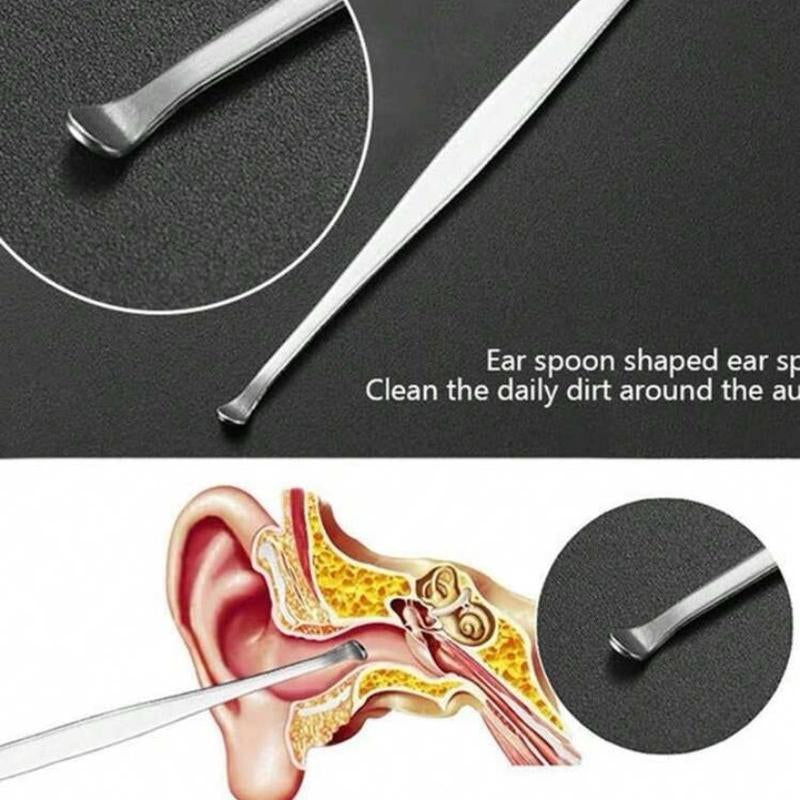 6 Counts Set Stainless Steel Spiral Ear Massage Cleaning Tool,Stainless Steel Earwax Removal Tool Kit,Mini Portable Ear Scope With.Sensiohome