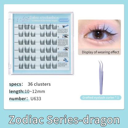Maytobe False Eyelashes，Glue Free Self-Adhesive Eyelash Clusters，1 Box 36 Pcs ，Reusable Clusters Beginner Friendly with Tweezers ，Extension Soft Comfortable，Easy Apply Natural Look for Makeup Daily Life