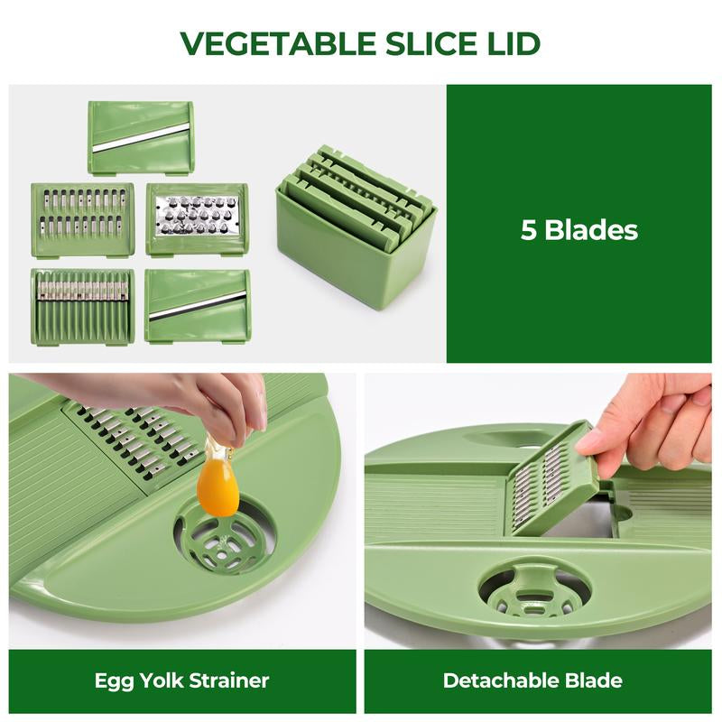 Susteas Salad Spinner + Chopper Combo – Includes Colander & Pasta Strainer – 5-In-1 Kitchen Must-Have (Springtok Green)