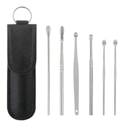 6 Counts Set Stainless Steel Spiral Ear Massage Cleaning Tool,Stainless Steel Earwax Removal Tool Kit,Mini Portable Ear Scope With.Sensiohome
