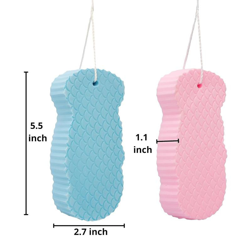 [2Count]3D Bath Sponge,Fish Scale Bath Sponge,Mud and Ash Scrubbing Sponge,Exfoliating Bath Sponge,Skin Friendly and Reusable,Alternative to Exfoliating Gloves,Random Color.