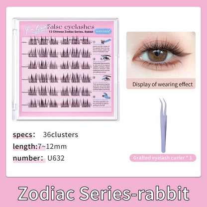 Maytobe False Eyelashes，Glue Free Self-Adhesive Eyelash Clusters，1 Box 36 Pcs ，Reusable Clusters Beginner Friendly with Tweezers ，Extension Soft Comfortable，Easy Apply Natural Look for Makeup Daily Life