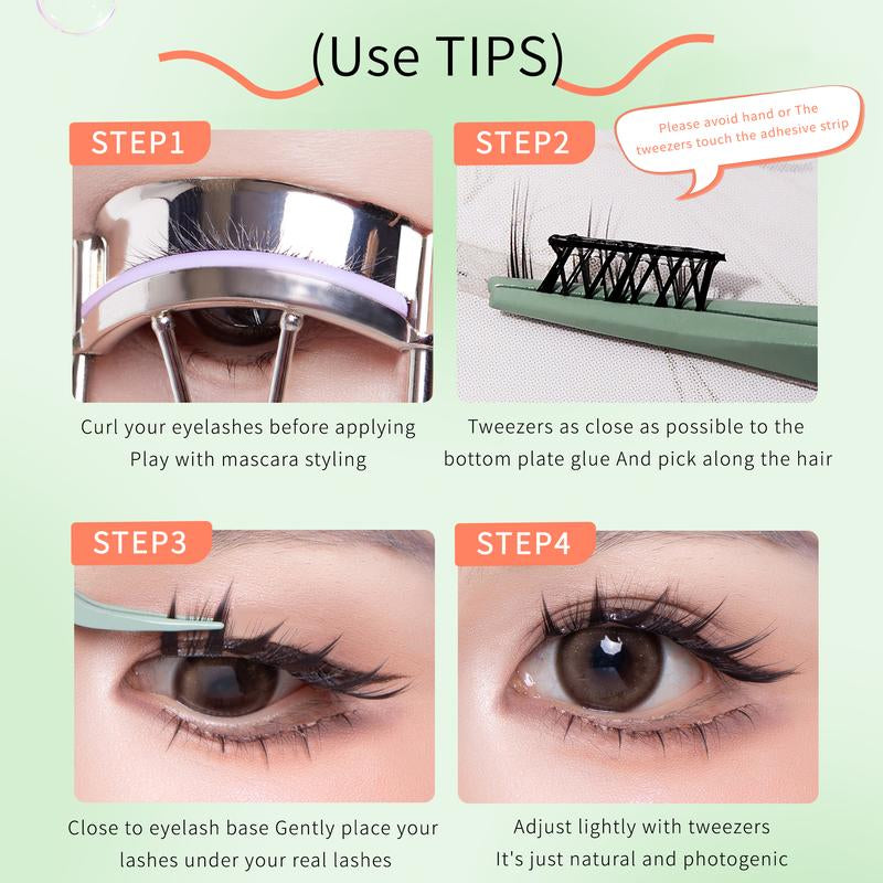 Maytobe False Eyelashes，Glue Free Self-Adhesive Eyelash Clusters，1 Box 36 Pcs ，Reusable Clusters Beginner Friendly with Tweezers ，Extension Soft Comfortable，Easy Apply Natural Look for Makeup Daily Life