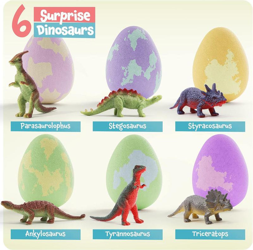 Dan&Darci Surprise Dinosaur Egg Kit - Kids Water Activity Toy with Dino Figures inside Bath Bombs Fun STEM Learning Game